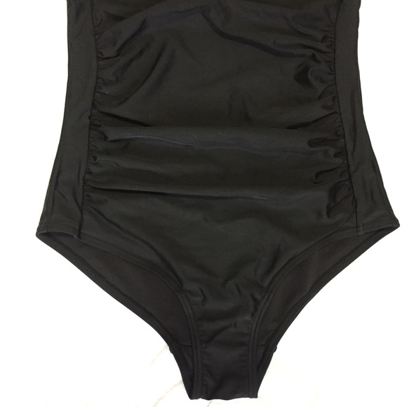 One-Piece Swimsuit Black VTG Style Molded Bra - Picture 3 of 9